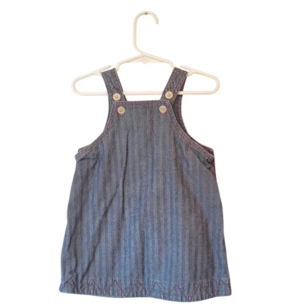 Baby Gap Y2K Chambray Herringbone Overall Jumper Dress Size 18-24 Months